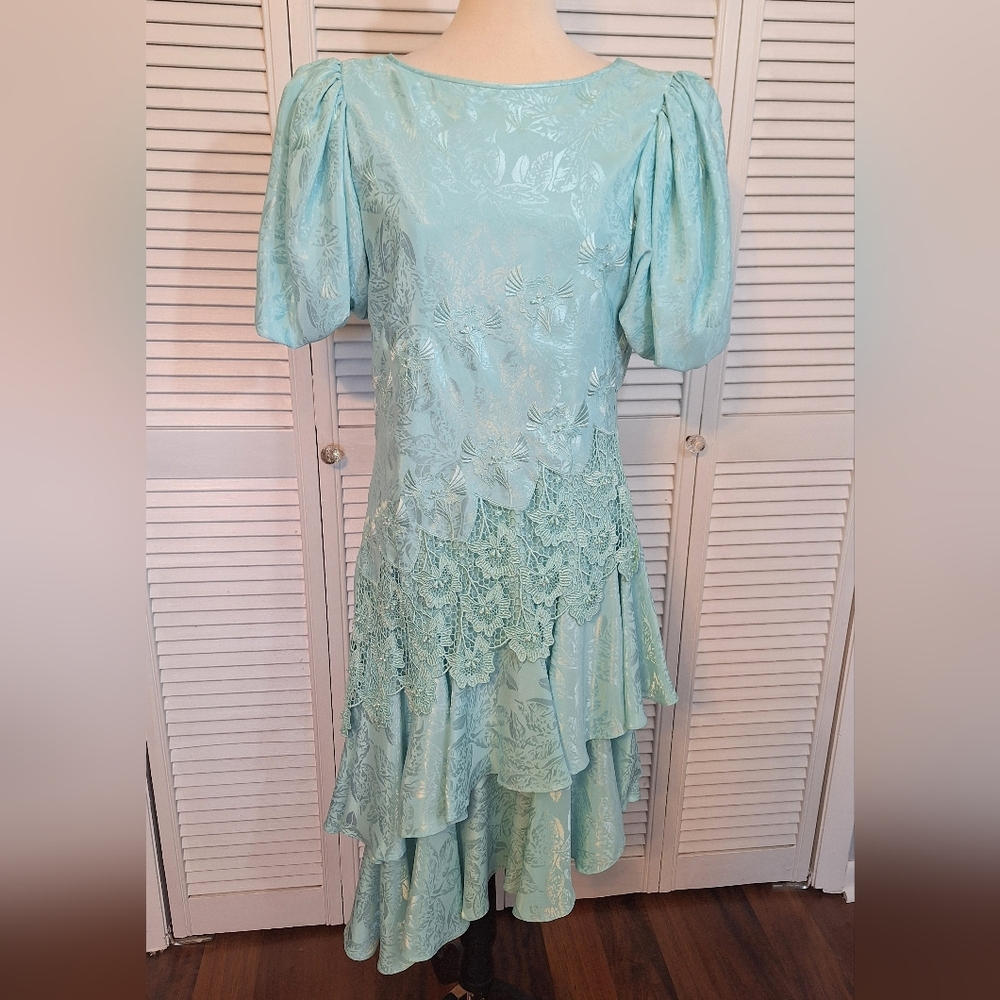 Rare 1980s Union Made Cattiva Layered Party Dress Sz 10 *C4